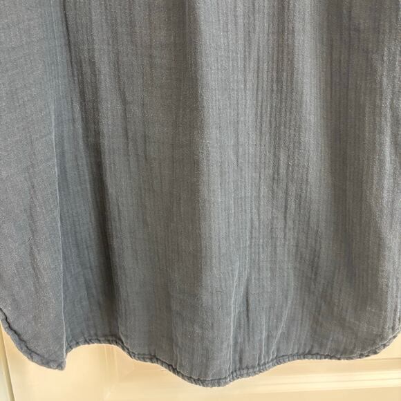Free People x CP Shades Gray Gauzy Button Down Sz XS Cotton Blue Essential - Picture 8 of 15